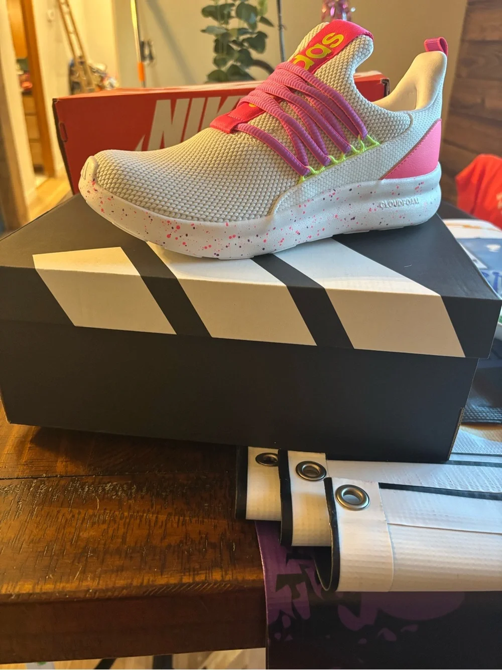 Adidas White Pink Accent Athletic Sneaker